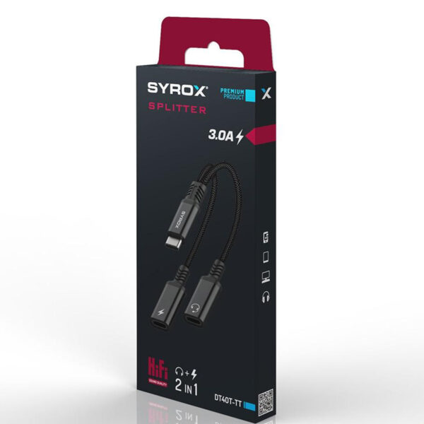 Syrox DT40T-TT Type-C To Type-C + 3.5mm - Görsel 2